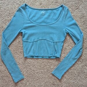 PacSun "PAC Cares" cropped blue corset long sleeve